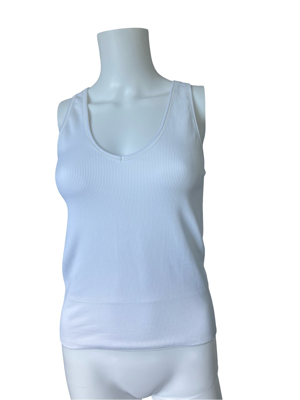 Athleta Aurora Tank White Seamless Athletic V Neck Ribbed Knit Womens Size Small - Picture 9 of 9